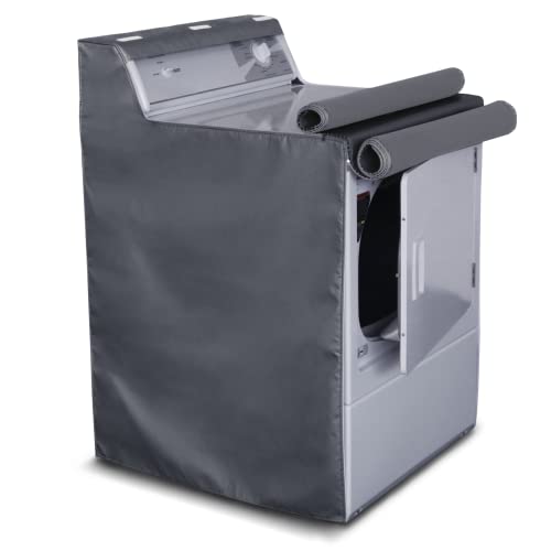AKEfit Washing Machine CoverWaterproof Dustproof Washing Cover with ZipperFit for Outside Top or Front Load WasherDryer27W x 26D x 43HGrey - Image 1