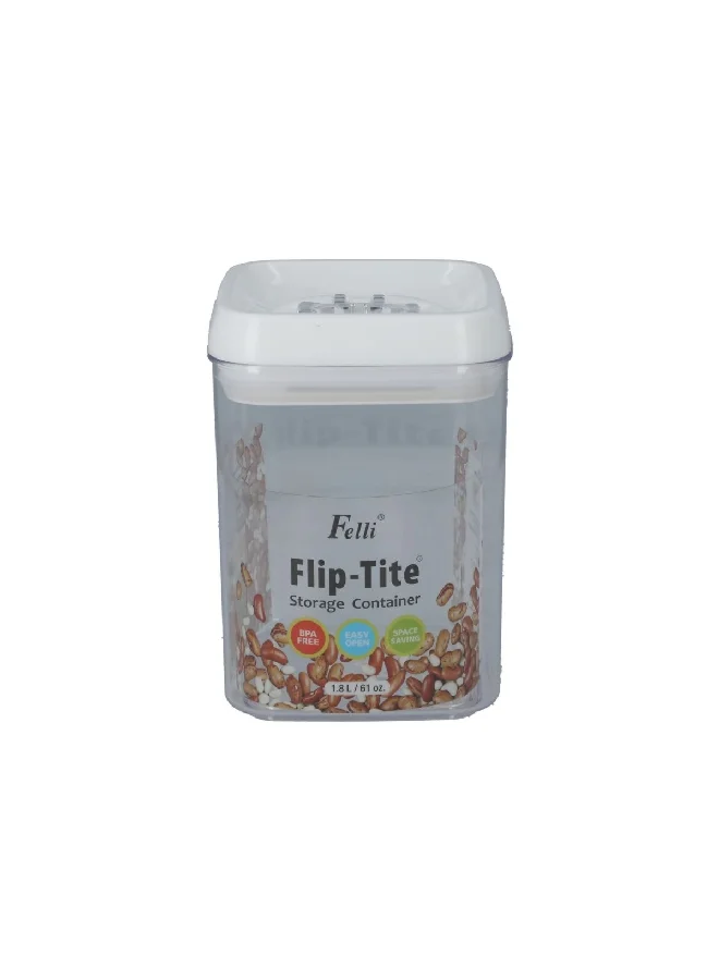 Felli Acrylic Flip-Tite Rectangular Food Storage Container Clear and White 1.8 L NLQ507A-60