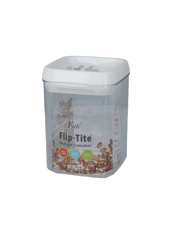 Felli Acrylic Flip-Tite Rectangular Food Storage Container Clear and White 1.8 L NLQ507A-60