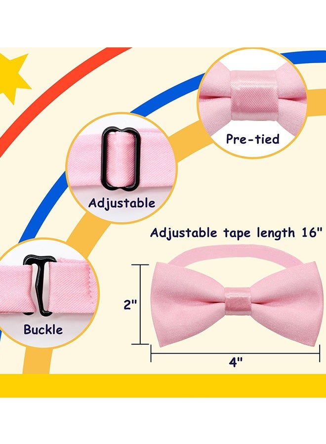2 Pcs Kids Adjustable Pre Tied Bow Ties Classic Solid Burgundy and Pink Tuxedo Bowties for Toddlers Boys Baby Boys for Weddings Birthday Parties Church School Events Formal Occasions Holiday Gatherings - Image 4