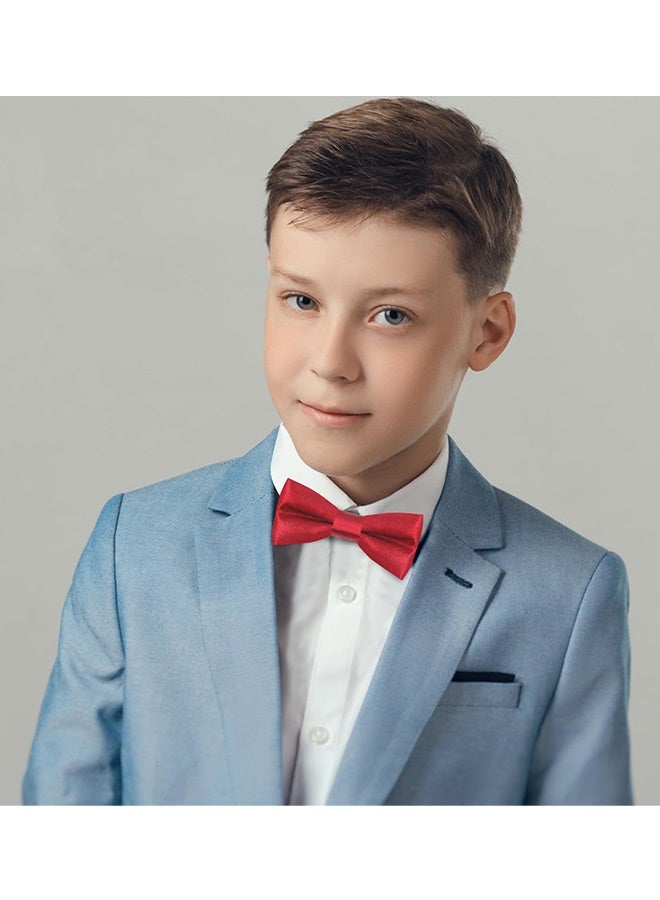 2 Pcs Kids Adjustable Pre Tied Bow Ties Classic Solid Burgundy and Pink Tuxedo Bowties for Toddlers Boys Baby Boys for Weddings Birthday Parties Church School Events Formal Occasions Holiday Gatherings - Image 3