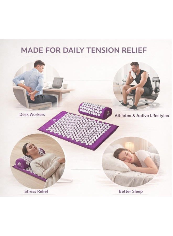 DoSensePro Acupressure Mat and Pillow Massage Set - + Gel Pack. Acupuncture Mattress for Neck and Back Pain. Relieve Sciatic, Headaches, Aches at Pressure Points. Natural Sleeping Aid - Image 2