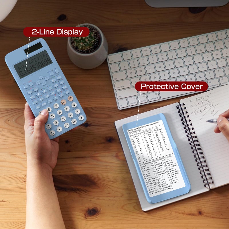 NEWYES Scientific Calculator for Students, 991 MS Science Calculator for Middle and High School Supplies Calculator with Cover (Blue) - Image 2