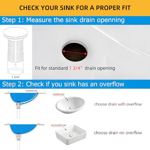 Yodel Faucet Bathroom Sink Drain Without Overflow - 1 3/4" Drain Opening - Pop Up Drain for Vessel Sink,Matte Black,Y1618W-BLK - Image 3