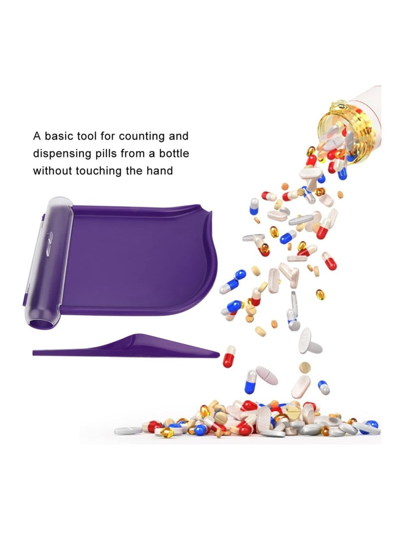 SYOSI Right Hand P ill Counting Tray with Spatula Pills Counter for Elderly, Pharmacy, Doctor, Pharmacists to Count Daily Meds Sorter, 8.27 x 6.3in - Image 2