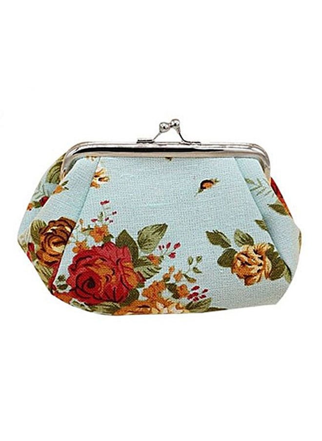 NIBEMINENT - Flower Printed Coin Purse Blue - Image 1