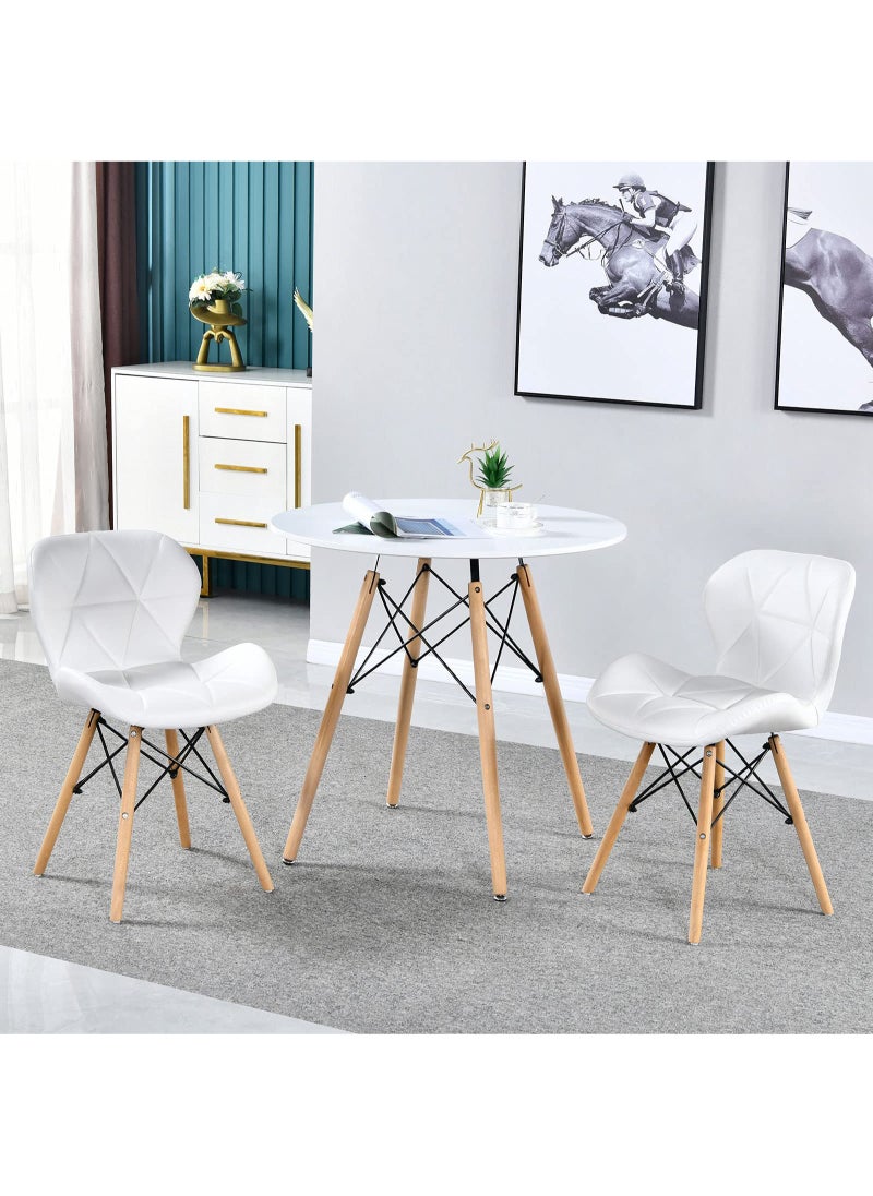 ULHYC Round Table White Kitchen Dining Table White Dining Room Table Modern Style Round Leisure Coffee Table Office Coference Desk with Wood Legs for Kitchen Living Room (Round Table White)  - Image 4