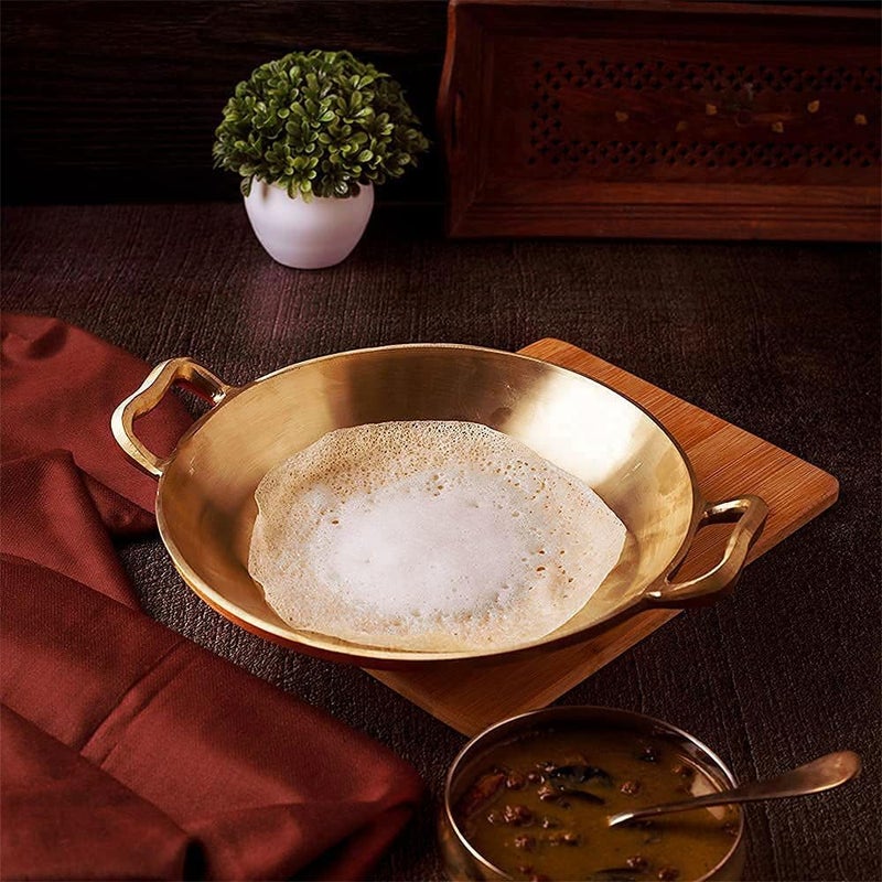 Nutrion 9 Inch Heavy Bronze Kadai | 2.4 Litre Traditional Wok for Healthy Cooking | Pre-Seasoned | Even Heat Distribution | Retains Heat & Enhances Flavor - Image 4