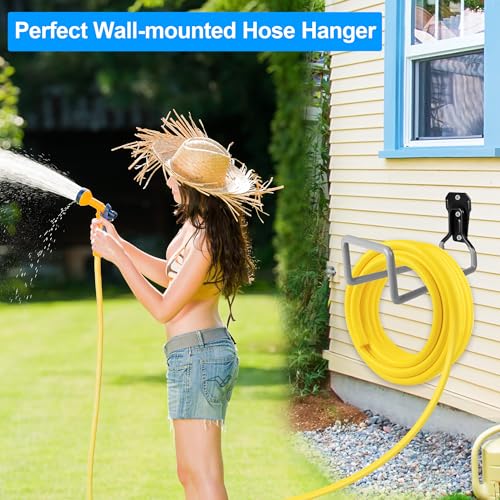 PeoMev Garden Hose Holder - Metal Garden Hose Reel Wall Mounted Water Hose Holders for Outside, Heavy Duty Hose Hanger for Water Hose Storage - Image 2