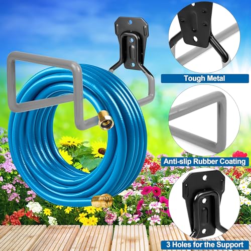 PeoMev Garden Hose Holder - Metal Garden Hose Reel Wall Mounted Water Hose Holders for Outside, Heavy Duty Hose Hanger for Water Hose Storage - Image 4