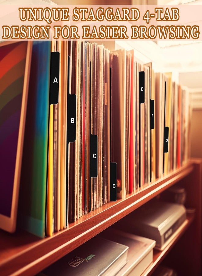 Marspark 26 Pcs Vinyl Album Divider A-z Record Divider DVD Cd File Alphabet Record Organizer with Alphabetical Tab Album Storage Holder for Vinyl LP, Label on Double Side(Black,Horizontal) - Image 4