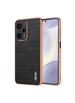 Zaboon For Redmi Note 12 Turbo AZNS Electroplated Frame Crocodile Texture Full Coverage Phone Case(Black) 