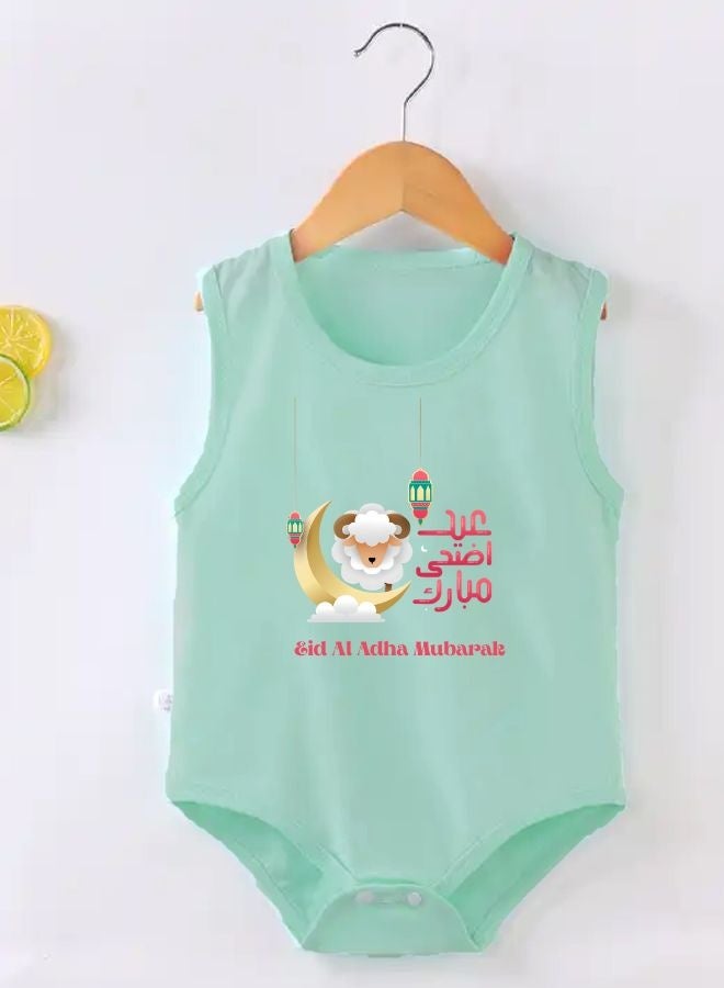 PRINTSHOP4ME Baby Bodysuits Newborn Eid Romper Sleeveless Envelope Neck Outfit Romper Bakra Eid Romper Eid-Al-Adha Mubarak With Family  - Image 2