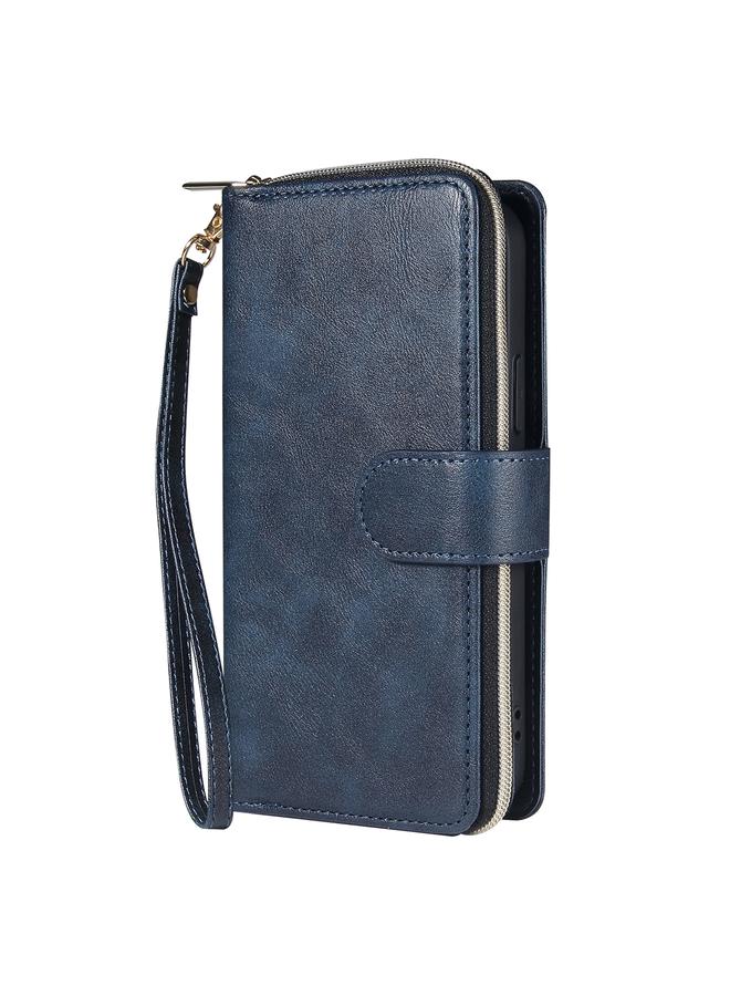 Zaboon Case For iPhone 12 Pro Max Zipper Wallet Bag Horizontal Flip PU Leather Case with Holder & 9 Card Slots & Wallet & Lanyard & Photo Frame - Image 2