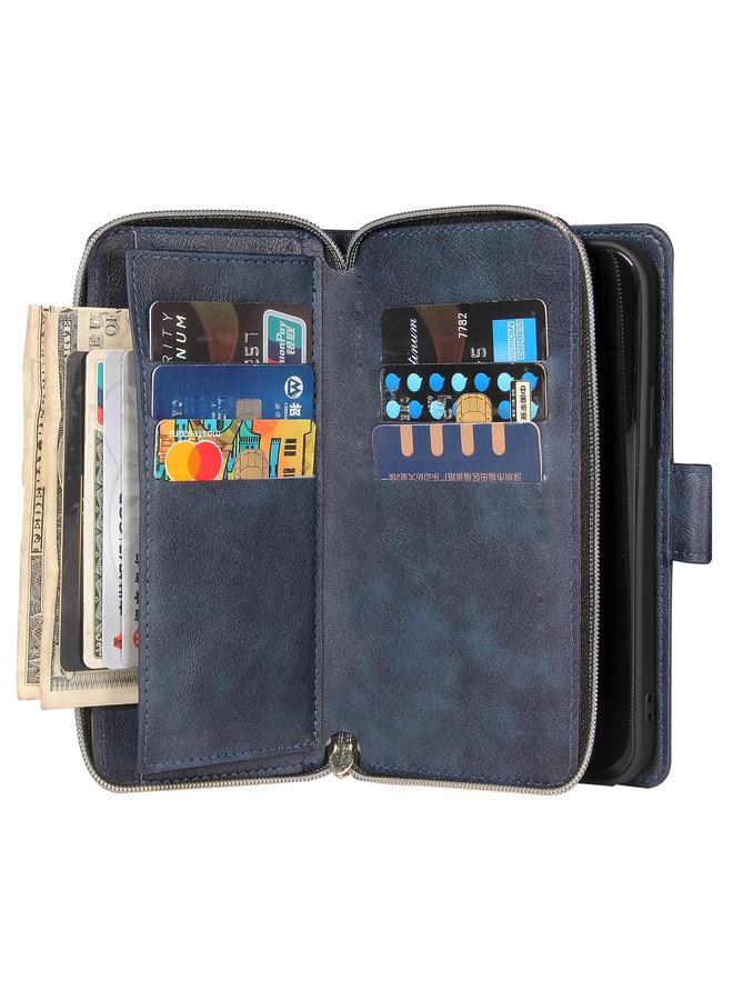 Zaboon Case For iPhone 12 Pro Max Zipper Wallet Bag Horizontal Flip PU Leather Case with Holder & 9 Card Slots & Wallet & Lanyard & Photo Frame - Image 4