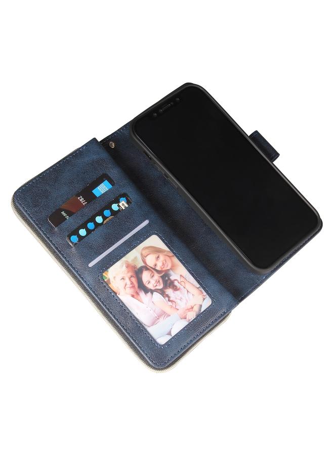 Zaboon Case For iPhone 12 Pro Max Zipper Wallet Bag Horizontal Flip PU Leather Case with Holder & 9 Card Slots & Wallet & Lanyard & Photo Frame - Image 5