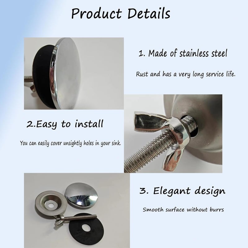 ZMD 2 Inch Kitchen Sink Hole Cover, Stainless Steel Counter Top Hole Cover Faucet Hole Cover Sink Soap Dispenser Hole Cover Sink Tap Hole Plate Stopper Kitchen Blanking Metal Plug (Silver) - Image 3