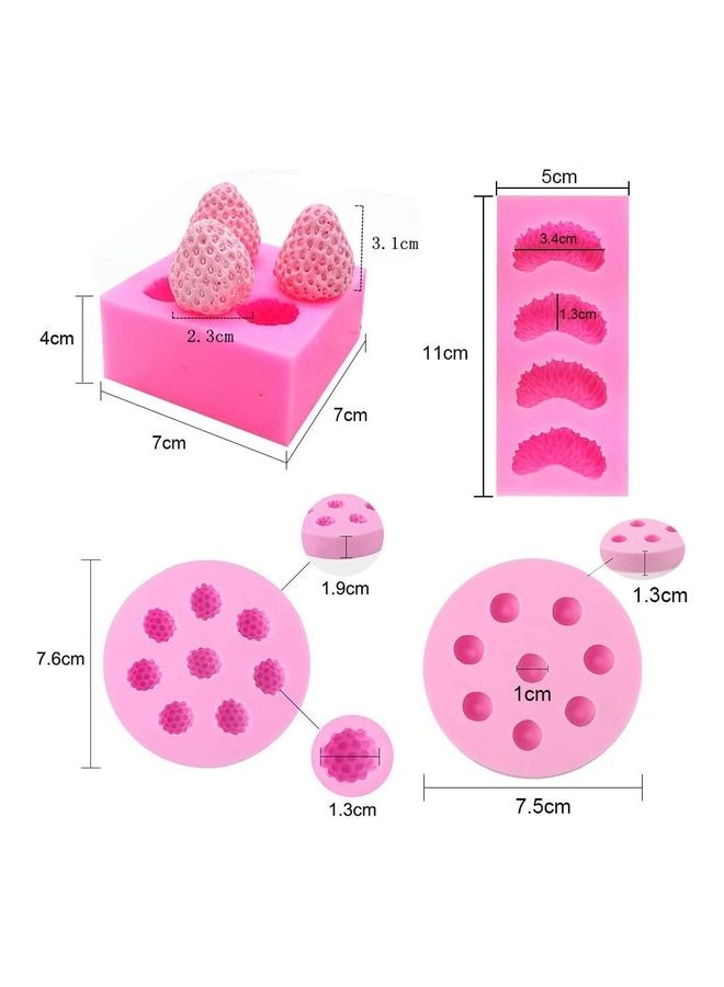 Loquat 4-Piece Strawberry Tangerine Segment Raspberry and Blueberry Fondant Molds Pink 7.5cm - Image 2