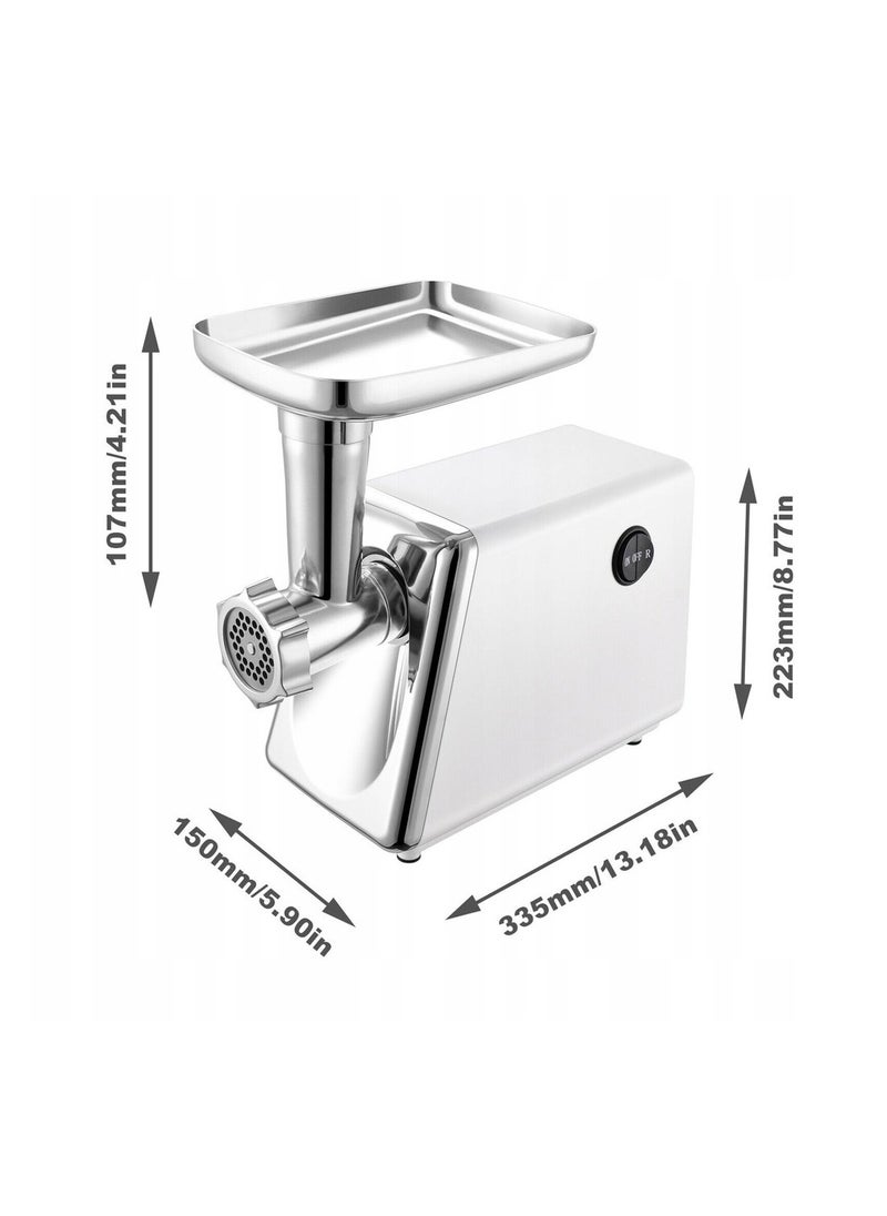 ET-LIFE - Meat Grinder, Meat Mincer, Metal Cutting Plates/Accessories/Metal Gears/Stainless Steel Blades for Grinding Meat, Fish, Vegetable, Sausage Maker M2 White - Image 1