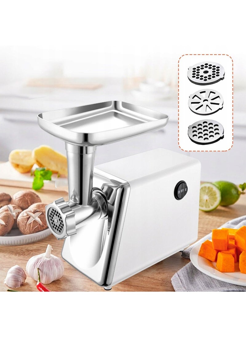 ET-LIFE - Meat Grinder, Meat Mincer, Metal Cutting Plates/Accessories/Metal Gears/Stainless Steel Blades for Grinding Meat, Fish, Vegetable, Sausage Maker M2 White - Image 1