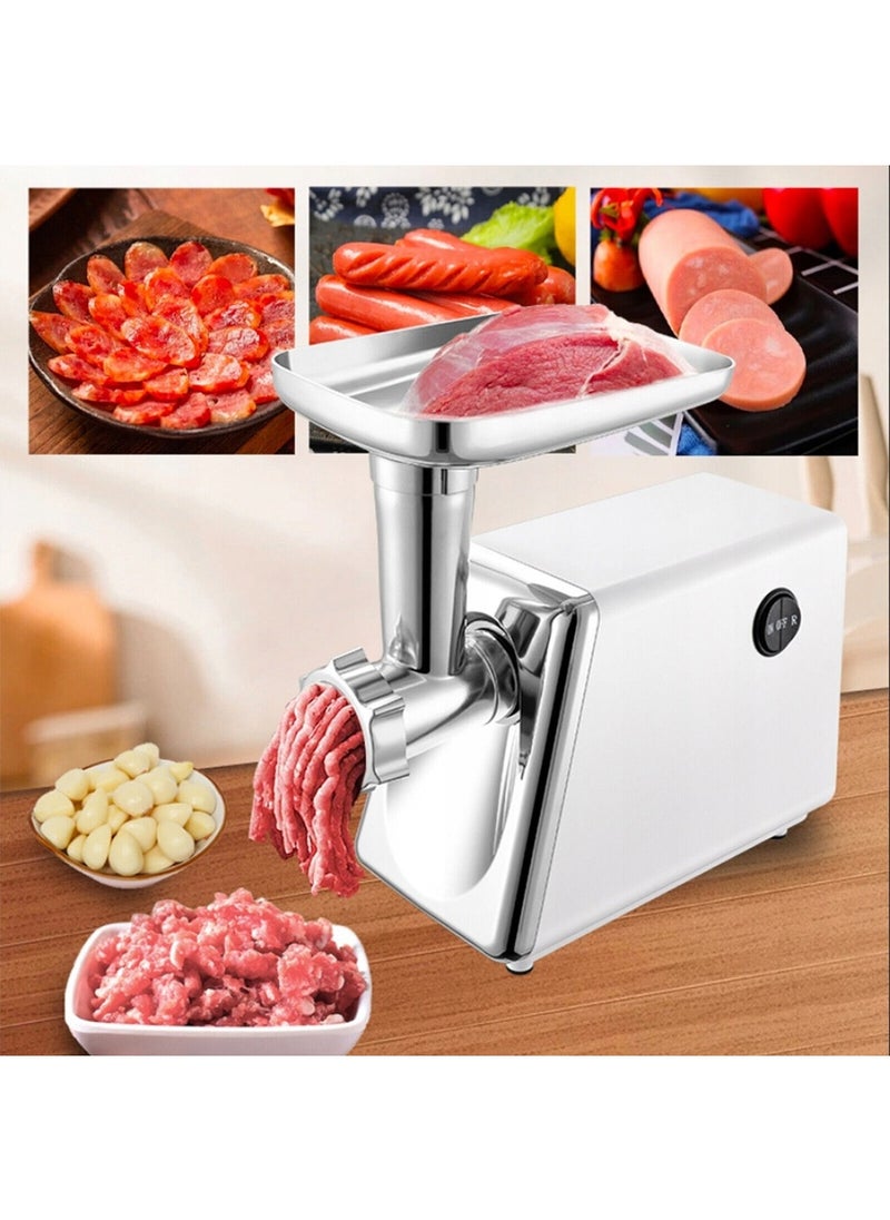 ET-LIFE - Meat Grinder, Meat Mincer, Metal Cutting Plates/Accessories/Metal Gears/Stainless Steel Blades for Grinding Meat, Fish, Vegetable, Sausage Maker M2 White - Image 1