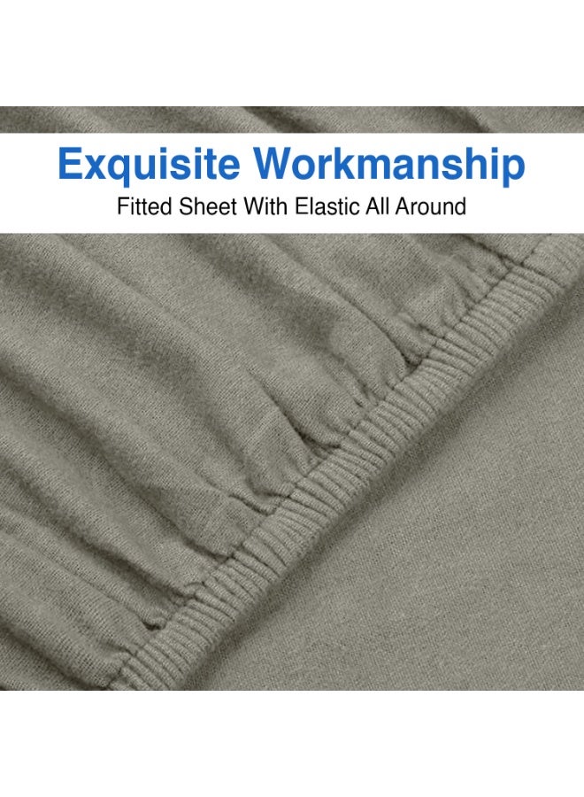 Lavish Touch Threadcount Flannel Fitted Bottom Sheet 100% Cotton- Double Brushed Flannel -170 GSM Heavyweight,Deep Pockets, Pre-Shrunk & Anti-Pill, All Around Elastic -  (Queen , Light Grey) - Image 4