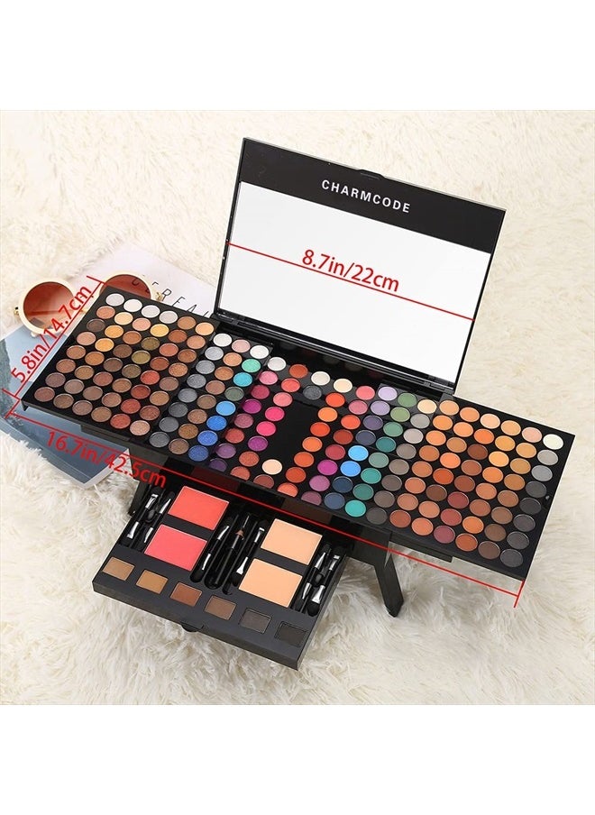 CHARMCODE 190 Colors Cosmetic Make up Palette Set Kit Combination with Eyeshadow Facial Blusher Eyebrow Powder Face Concealer Powder Eyeliner Pencil A Mirror All-in-One Makeup Gift Set (Multicolor)  - Image 3