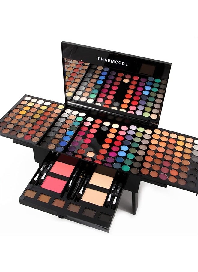 CHARMCODE 190 Colors Cosmetic Make up Palette Set Kit Combination with Eyeshadow Facial Blusher Eyebrow Powder Face Concealer Powder Eyeliner Pencil A Mirror All-in-One Makeup Gift Set (Multicolor)  - Image 1