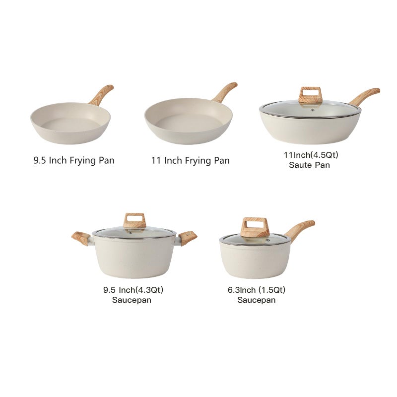 Anymark 16PCS Pots and Pans Set Non Stick Cookware Set Nonstick with Cooking Set - Image 2