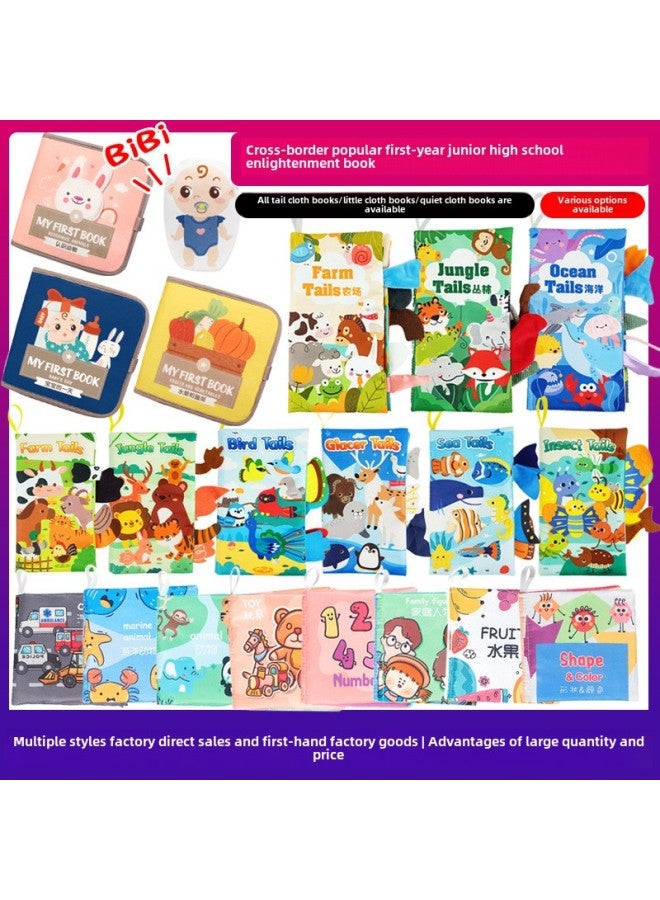 Children's Tail Cloth Book Educational Toy Book Tearable Baby Cloth Book Ringing Paper Enlightenment Book Early Education Toys-Color: Short Cloth Book-Chinese And English Version (OPP Bag/4 Pages 8-Face BB With Sound Paper) 20g  - Image 2