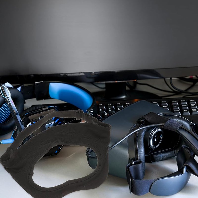 Adjustable VR Headset Sweat Band And Eye Mask Cover Black Breathable Quick Dry Face Padding - Image 4
