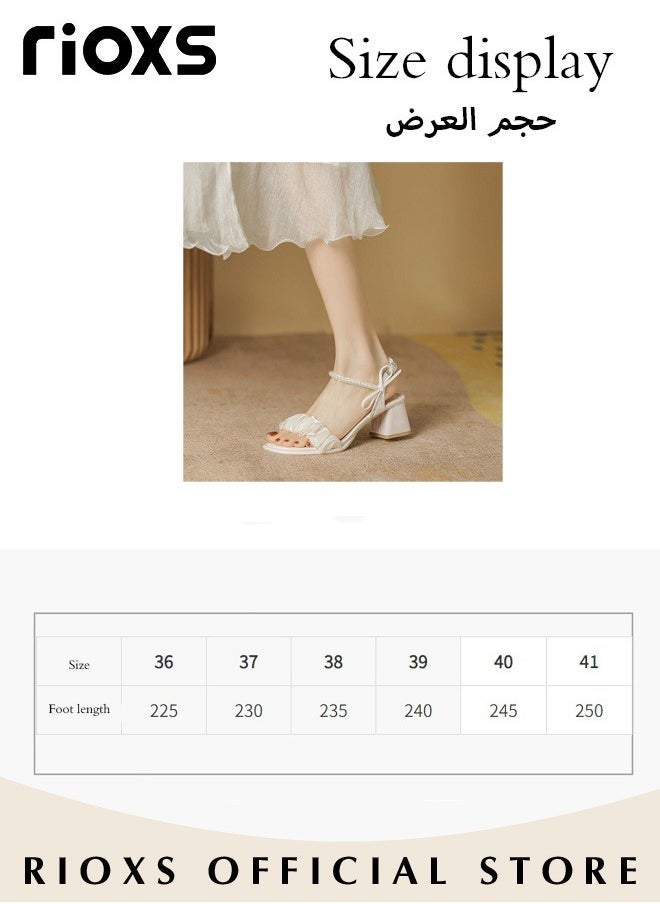 RIOXS - Women's High Heel Sandals Ankle Strap Square Open Toe Ankle Strap Chunky Heels Shoes - Image 1
