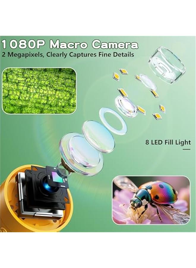 Microscope for Kids with 12 Slides, Digital Handheld Kids Microscope, Mini Portable Pocket Miniscope Science Toys Gifts for 3+ 4 5 6 7 8 9 10 11 12 Year Old Boys Girls, Orange - Image 3