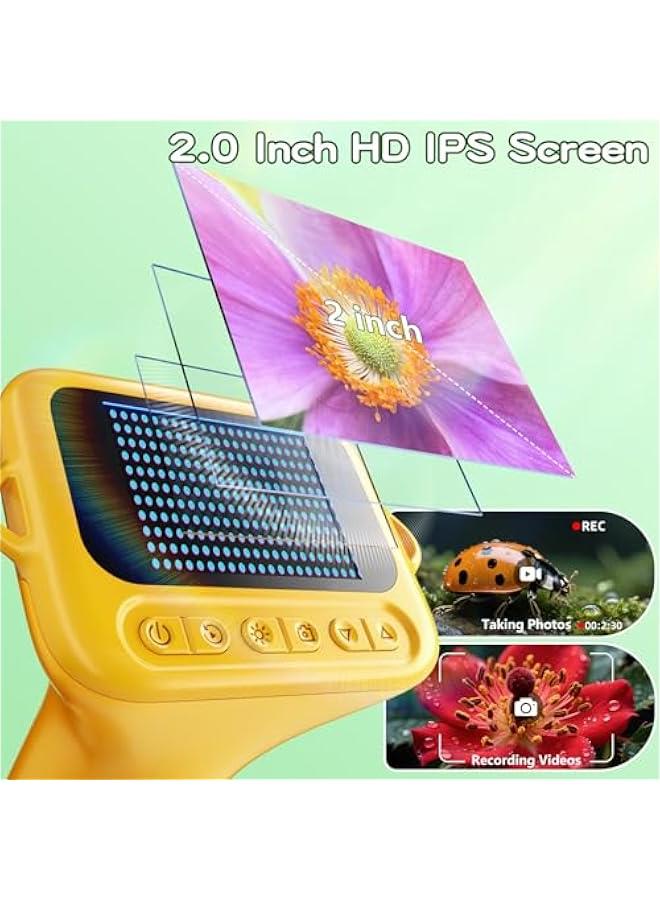 Microscope for Kids with 12 Slides, Digital Handheld Kids Microscope, Mini Portable Pocket Miniscope Science Toys Gifts for 3+ 4 5 6 7 8 9 10 11 12 Year Old Boys Girls, Orange - Image 5