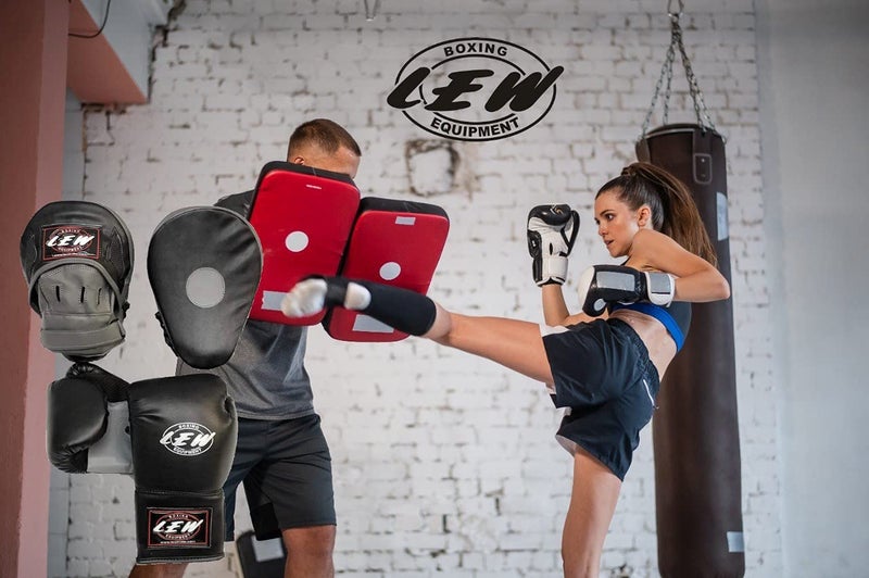 LEW Super Combo Grey/Black Focus Pad with Training Gloves (Grey/Black, 12 OZ Gloves with Focus Pad) - Image 4