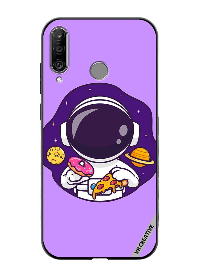 VR CREATIVE Protective Case Cover For Huawei P30 Lite Cute Astronaut Eating Donut And Pizza Design Multicolour - Image 1