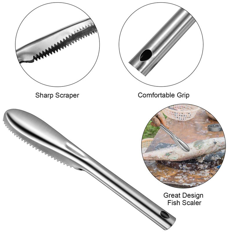 Honoson 4 Pieces Stainless Steel Fish Scale Remover Cleaner Kitchen Fish Scaler Fish Skin Graters Cleaning Peeler Scaler Scraper with Bottle Opener for Kitchen Fish Cleaning Tools  - Image 5