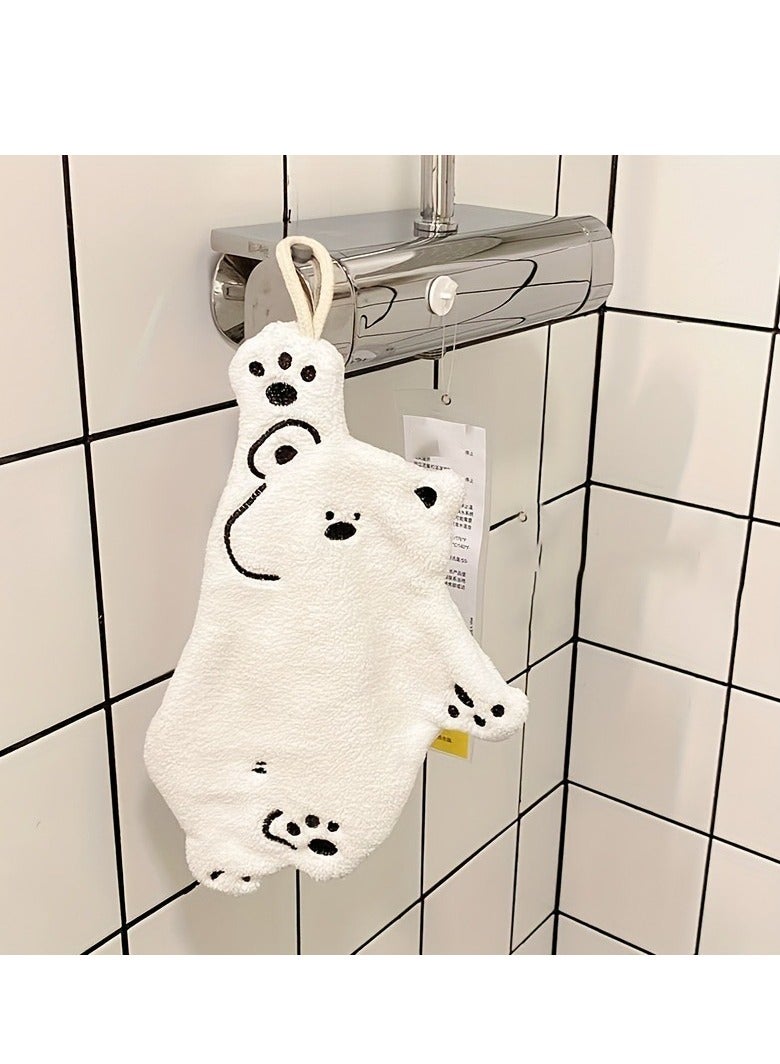 1pc Cute Polar Bear Shaped Absorbent Fingertip Towel, Hangable Thickened Quick-drying Kitchen Towel, Cartoon Lint-Free Decorative Towel Gift, Kitchen Decor, Home Supplies  - Image 1