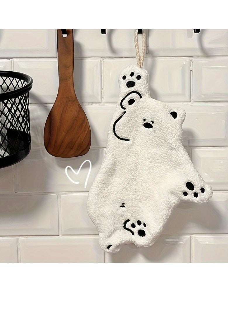1pc Cute Polar Bear Shaped Absorbent Fingertip Towel, Hangable Thickened Quick-drying Kitchen Towel, Cartoon Lint-Free Decorative Towel Gift, Kitchen Decor, Home Supplies  - Image 2