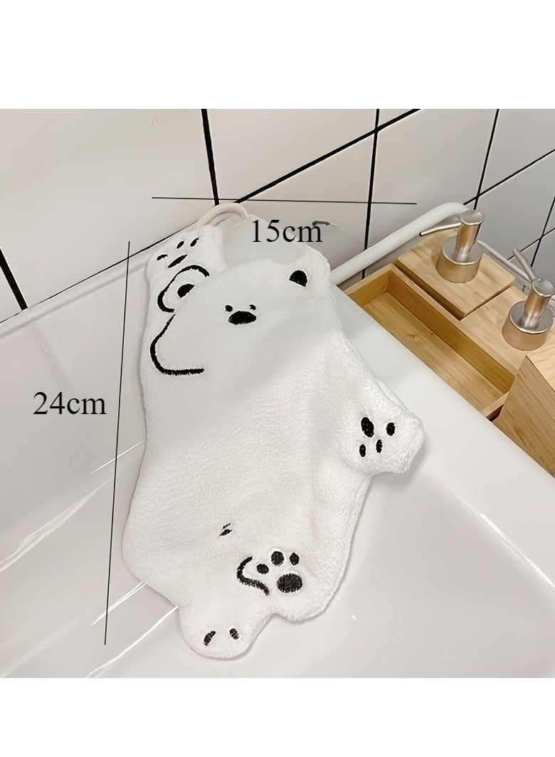 1pc Cute Polar Bear Shaped Absorbent Fingertip Towel, Hangable Thickened Quick-drying Kitchen Towel, Cartoon Lint-Free Decorative Towel Gift, Kitchen Decor, Home Supplies  - Image 3