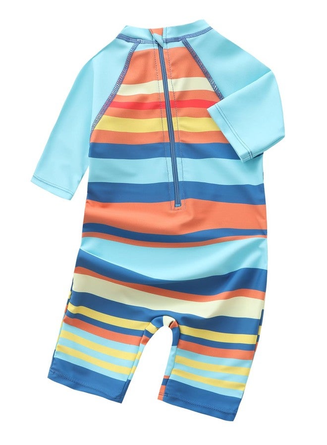 Aisyee Baby Boys Rash Guard Sunsuits for Toddler Boys One Piece Swimsuits UPF 50+ Short Sleeve Bathing Suits Beachwear Beach Palm Vibe 24 Months - Image 2