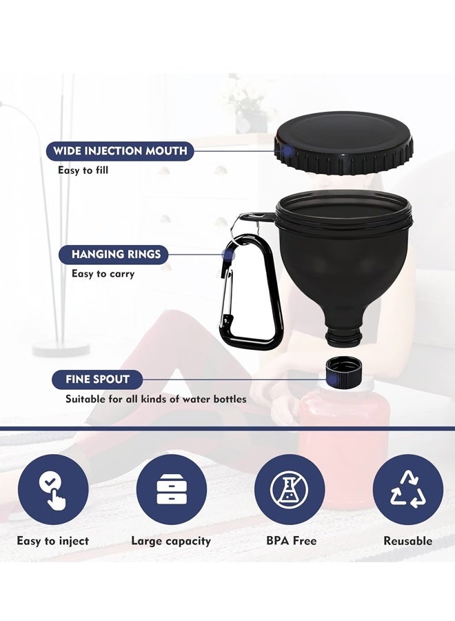 4 Pcs Portable Protein Powder Travel Container, Protein Powder Funnel, Pre Workout/Gym Supplement Funnel Keychain (4*50 ML) - Image 3