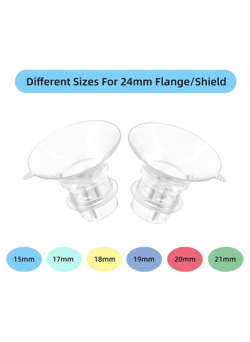 SOLARAE 6Pcs Flange Inserts Pump Parts 15/17/18/19/20/21mm for 24mm Flange/Shield of Most Pumps BPA Free Inserts for Momcozy/Medela/Elvie/Spectra/Bellababy/TSRETE/Willow/Nuliie Breast Pumps - Image 5