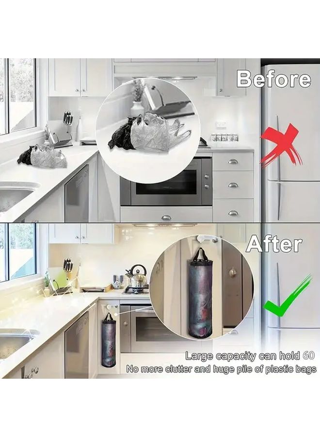 Black Collapsible Mesh Bag Organizer Foldable Garbage Bag Dispenser Kitchen Storage - Image 5