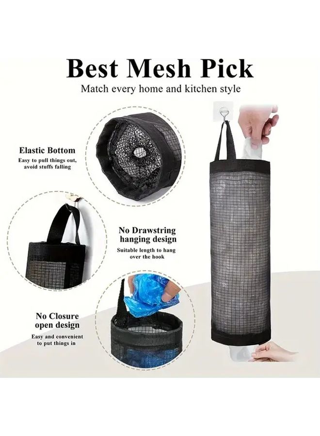 Black Collapsible Mesh Bag Organizer Foldable Garbage Bag Dispenser Kitchen Storage - Image 2