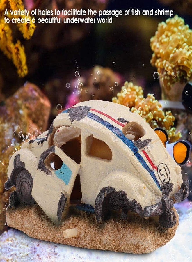 زيروديس كار فيش ديكور، زينة لحوض السمك، سيارة سيدان راتنجية محاكاة، زينة لحوض السمك، زينة لحوض السمك، زينة لحوض السمك على شكل حطام سيارة مقلدة - Image 3