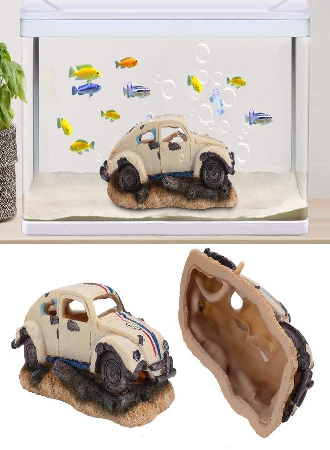 زيروديس كار فيش ديكور، زينة لحوض السمك، سيارة سيدان راتنجية محاكاة، زينة لحوض السمك، زينة لحوض السمك، زينة لحوض السمك على شكل حطام سيارة مقلدة - Image 1