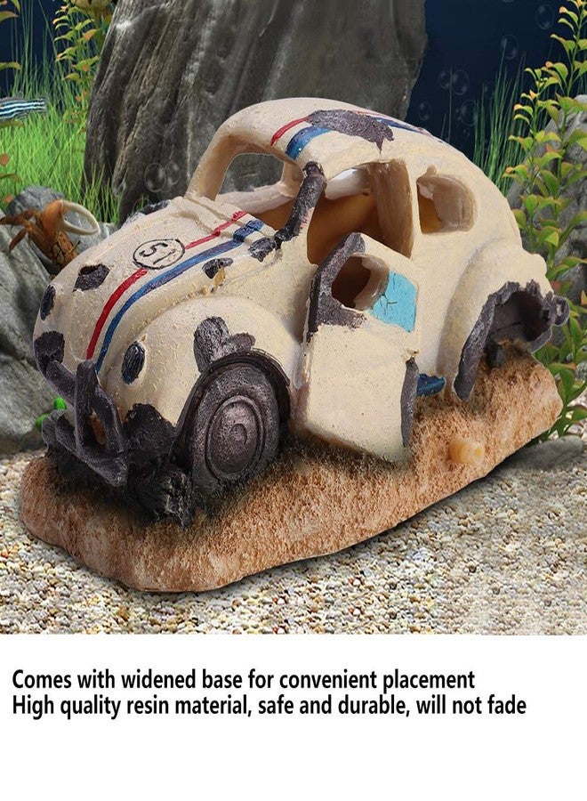 زيروديس كار فيش ديكور، زينة لحوض السمك، سيارة سيدان راتنجية محاكاة، زينة لحوض السمك، زينة لحوض السمك، زينة لحوض السمك على شكل حطام سيارة مقلدة - Image 4
