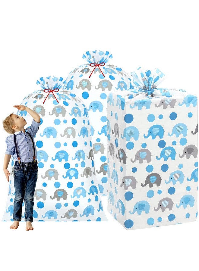 Zonon 3 قطع حقيبة هدايا زرقاء عملاقة 56 بوصة أكياس هدايا بلاستيكية ضخمة أكياس تغليف هدايا كبيرة حقيبة تخزين لعيد الميلاد الحفلات المستلزمات حقيبة قوية - Image 1