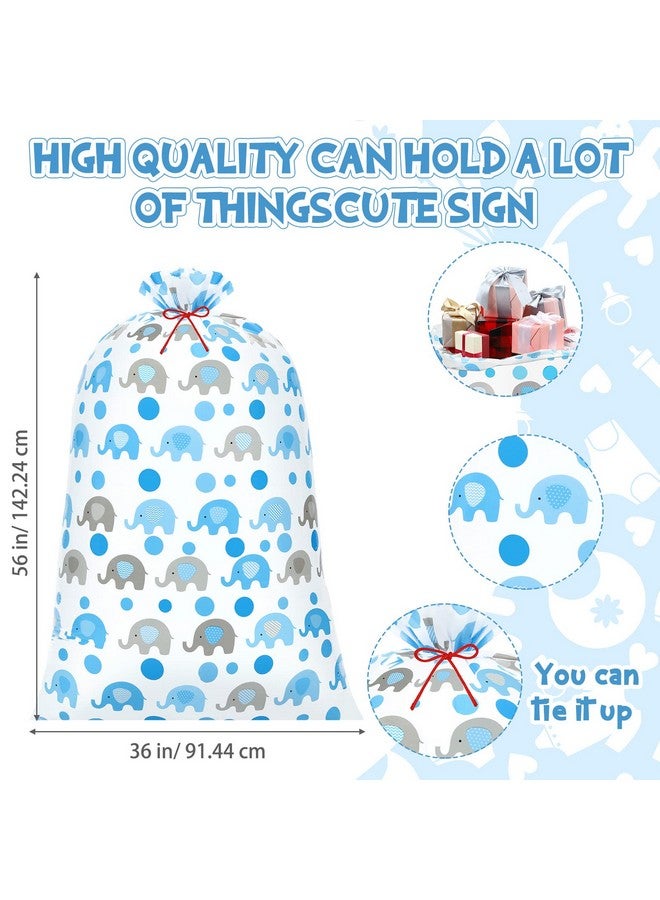 Zonon 3 قطع حقيبة هدايا زرقاء عملاقة 56 بوصة أكياس هدايا بلاستيكية ضخمة أكياس تغليف هدايا كبيرة حقيبة تخزين لعيد الميلاد الحفلات المستلزمات حقيبة قوية - Image 2